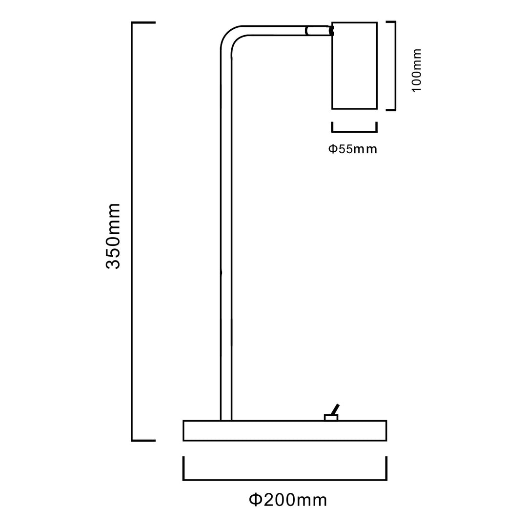 Настолна лампа Maclean GU10, прожектор, кръгла, GU10, с превключвател 55x90mm, черна, MCE370 B + Maclean Energy MCE437 WW 7W GU10 LED крушка, топло бяла 3000K, 220-240V~, 50/60Hz, 490lm