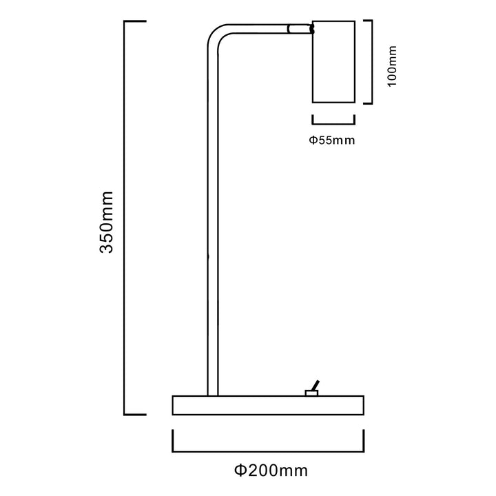 Настолна лампа Maclean GU10, прожектор, кръгла, GU10, с превключвател 55x90mm, черна, MCE370 B + Maclean Energy MCE437 WW 7W GU10 LED крушка, топло бяла 3000K, 220-240V~, 50/60Hz, 490lm