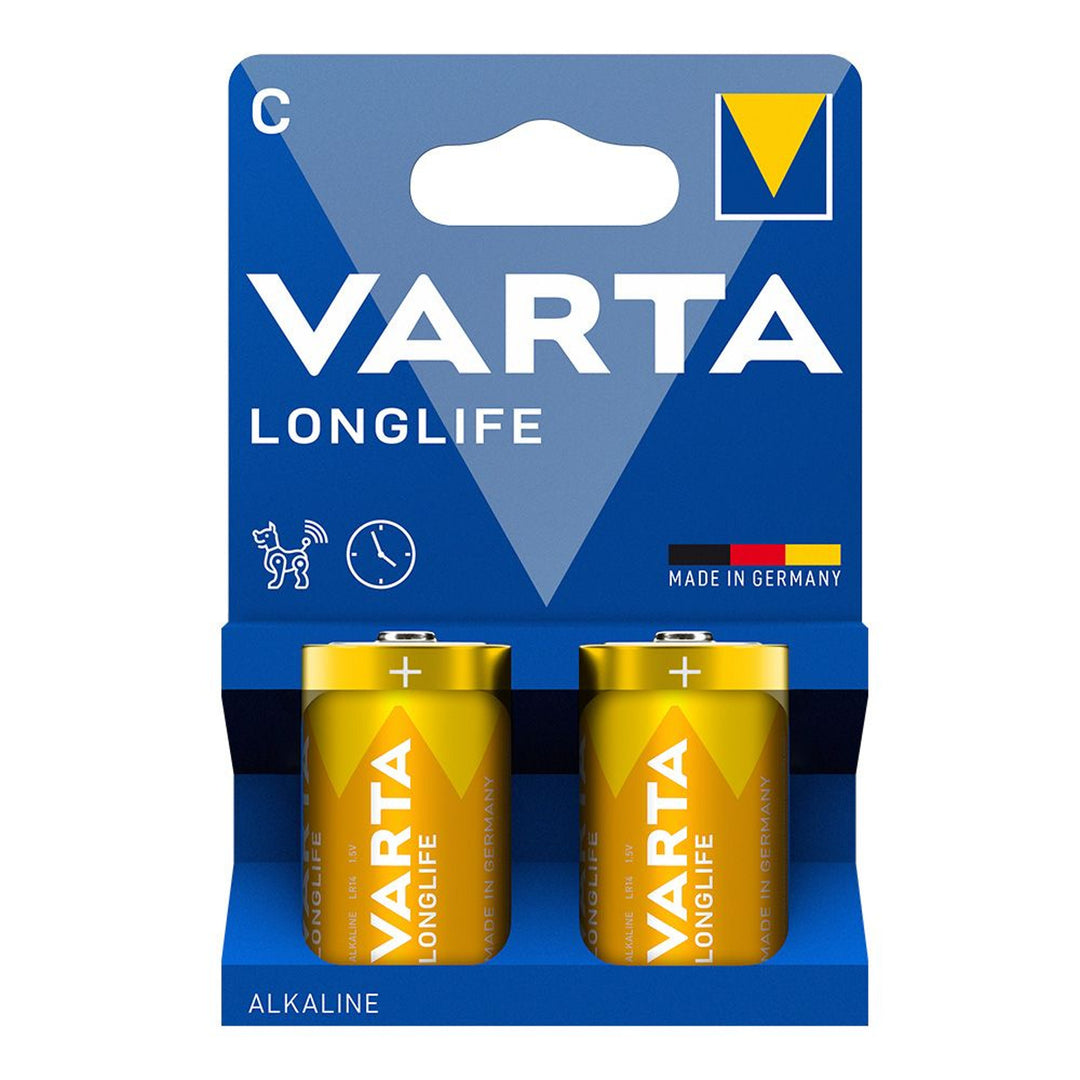 2 бр. алкални батерии 1,5 V LR14 C Varta Longlife в блистер