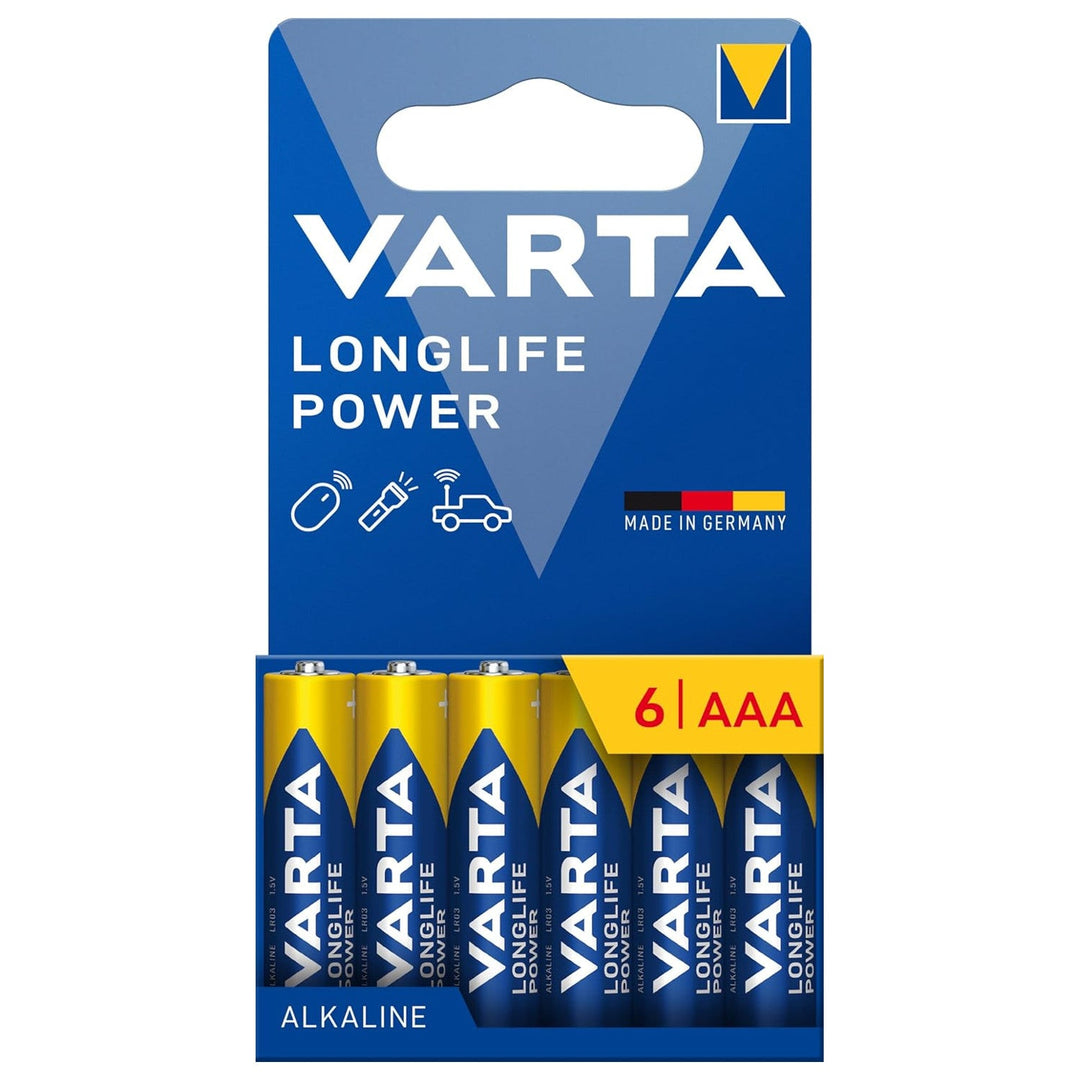 VARTA Longlife Power, 6 алкални батерии AAA, LR03, 1,5 V