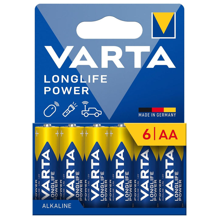 VARTA Longlife Power, 6 алкални батерии AA, LR06, 1,5 V