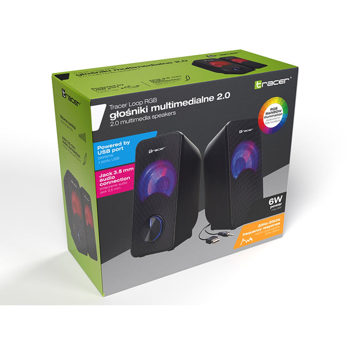 Трейсър високоговорители, RGB подсветка, 6 W RMS, USB захранване, Loop