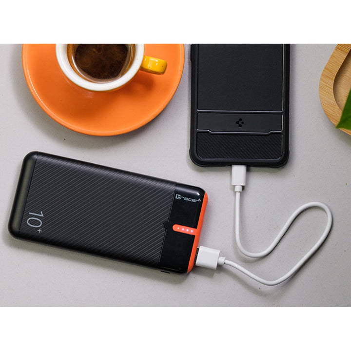 Зарядно устройство Tracer, 10 000 mAh, черно и оранжево, USB C, 2A, EnerGo