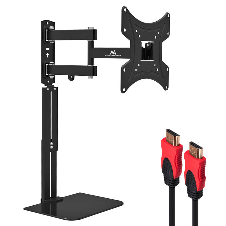 Стойка за телевизор с рафт за DVD Maclean, VESA 200x200, 23"-43", 25 кг, MC-771A + HDMI 2.0 4K 3D UHD 1,8 м МЕДЕН 48-битов КАБЕЛ