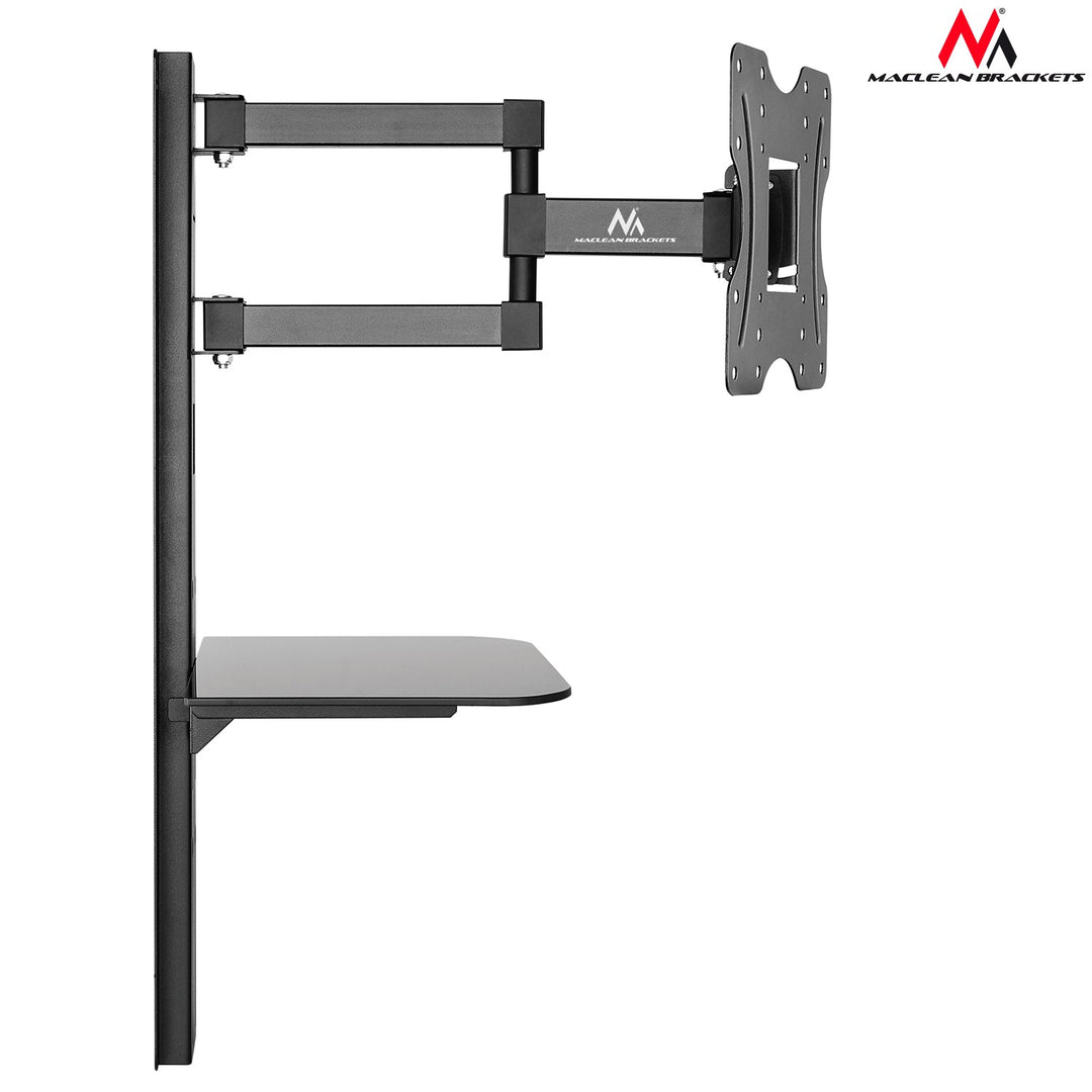 Стойка за телевизор с рафт за DVD Maclean, VESA 200x200, 23"-42", 30 кг, MC-771+КАБЕЛ HDMI 2.0 4K 3D UHD 1,8 м МЕДЕН 48 бита