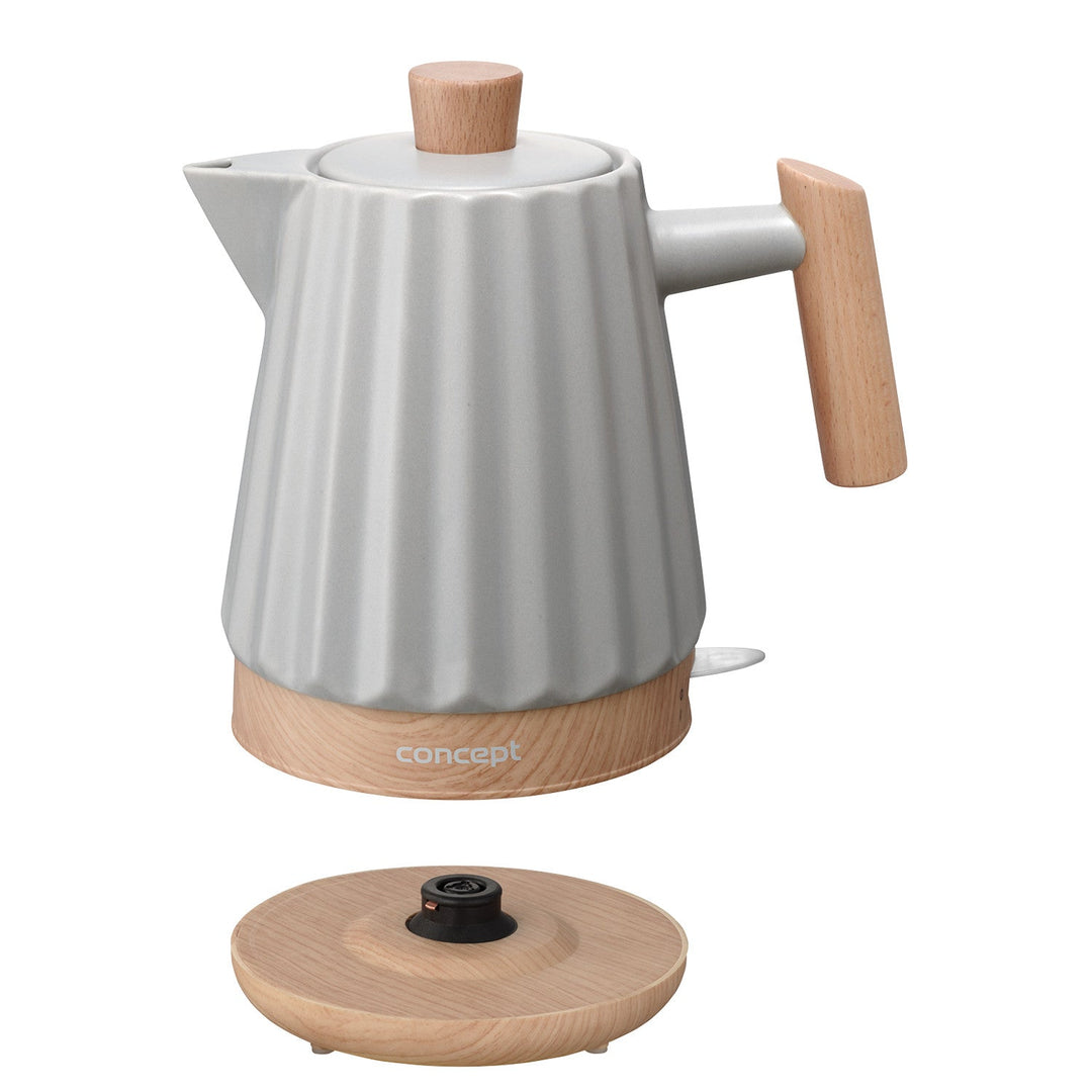 Концептуална електрическа кана, керамична, 1500 W, 1,5 л, светло сива, RK0091