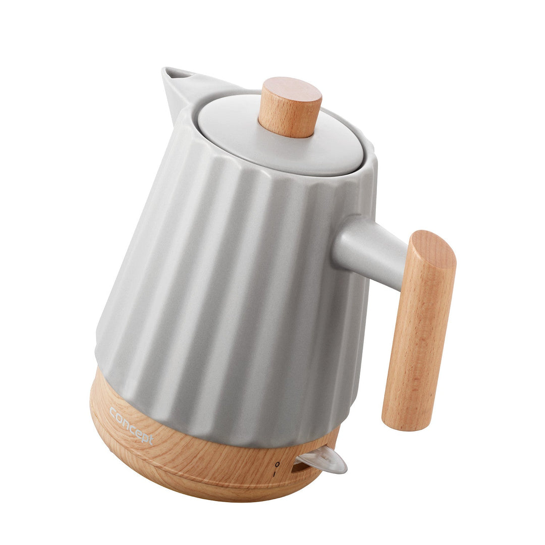 Концептуална електрическа кана, керамична, 1500 W, 1,5 л, светло сива, RK0091
