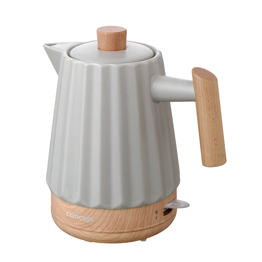 Концептуална електрическа кана, керамична, 1500 W, 1,5 л, светло сива, RK0091