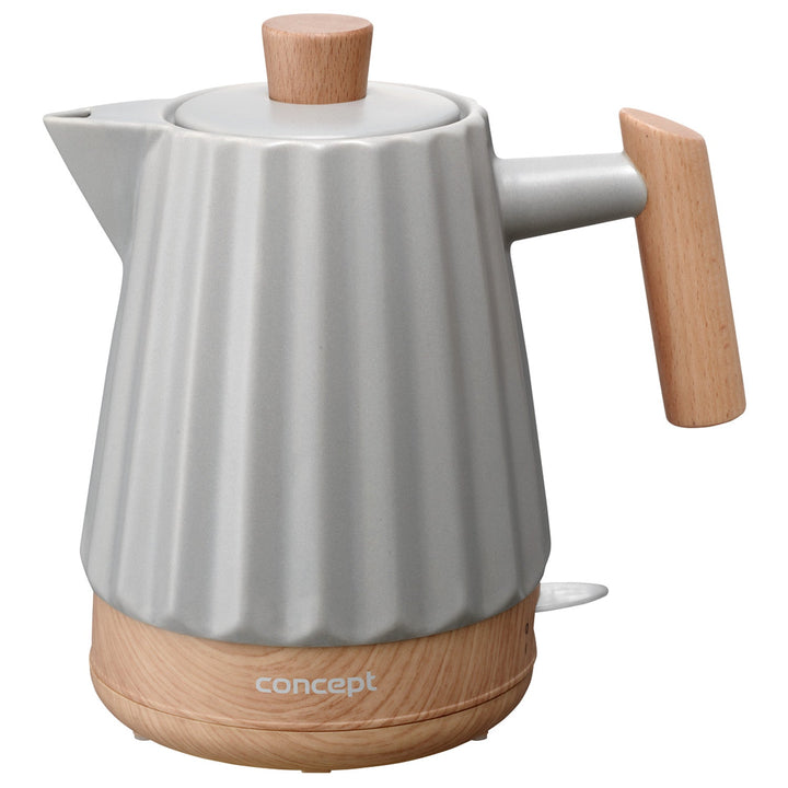Концептуална електрическа кана, керамична, 1500 W, 1,5 л, светло сива, RK0091