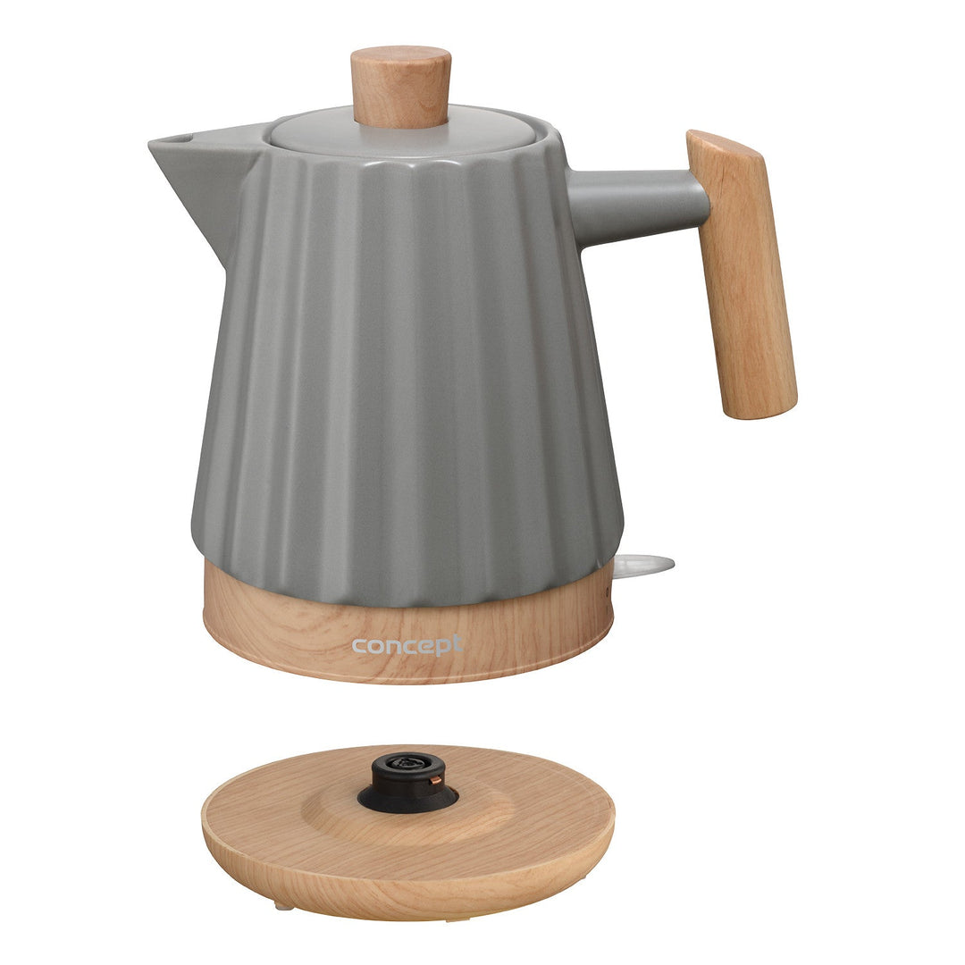 Концептуална електрическа кана, керамична, 1500 W, 1,5 л, тъмно сива, RK0092
