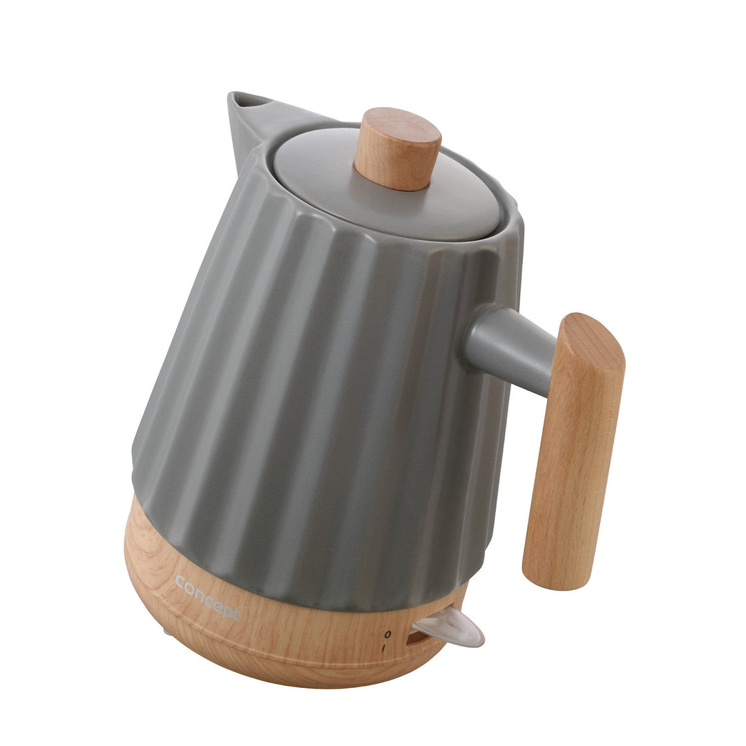 Концептуална електрическа кана, керамична, 1500 W, 1,5 л, тъмно сива, RK0092
