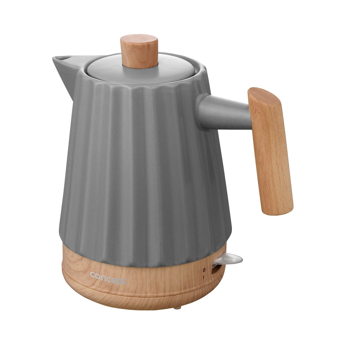 Концептуална електрическа кана, керамична, 1500 W, 1,5 л, тъмно сива, RK0092