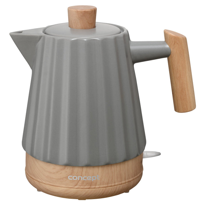 Концептуална електрическа кана, керамична, 1500 W, 1,5 л, тъмно сива, RK0092