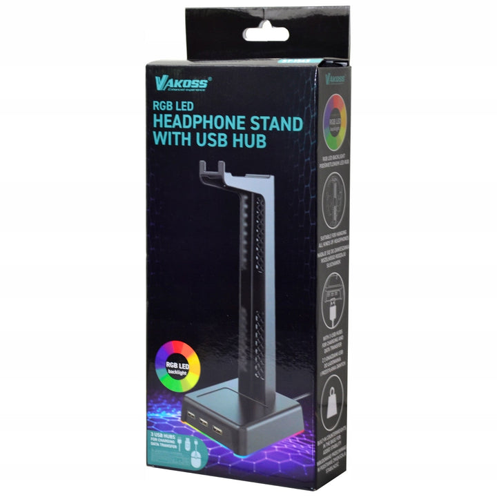 Стойка за слушалки, 3xUSB хъб, LED подсветка, ST-1545