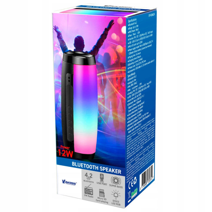 Безжичен високоговорител Vakoss, Bluetooth, SD, USB, AUX, FM радио, подсветка, SP-B2862K