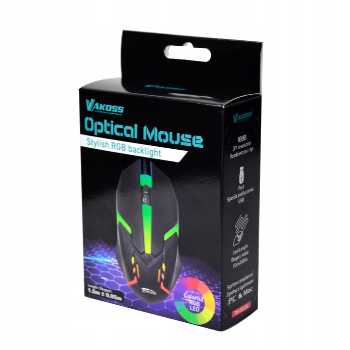 Vakoss геймърска мишка, RGB подсветка, 1000 dpi, TM-5133K