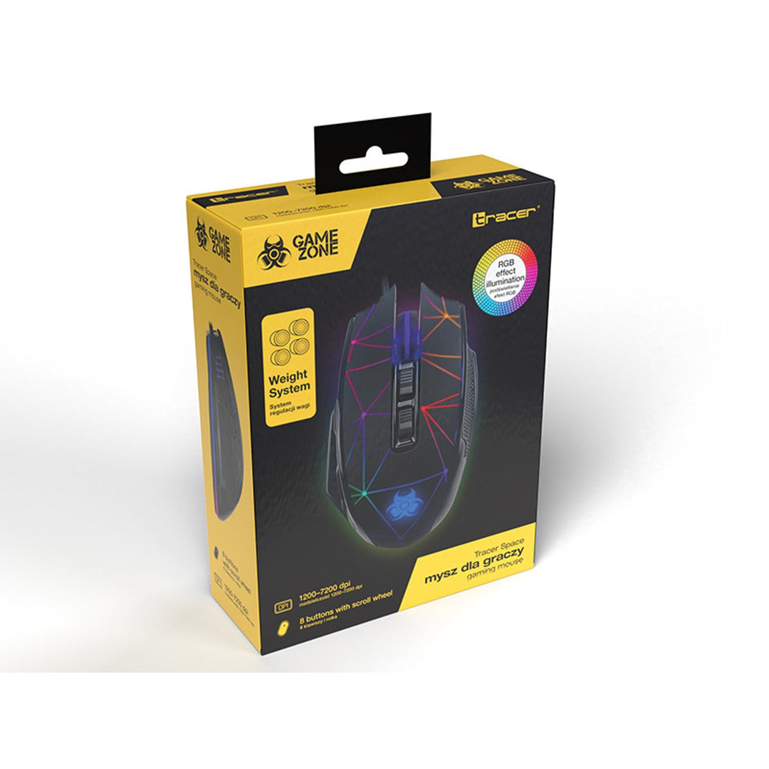 Игрова мишка Tracer, RGB подсветка, 7200 DPI, Space