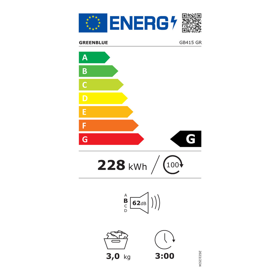 Електрическа барабанна сушилня за дрехи GreenBlue, капацитет 3 кг, GB415 GR