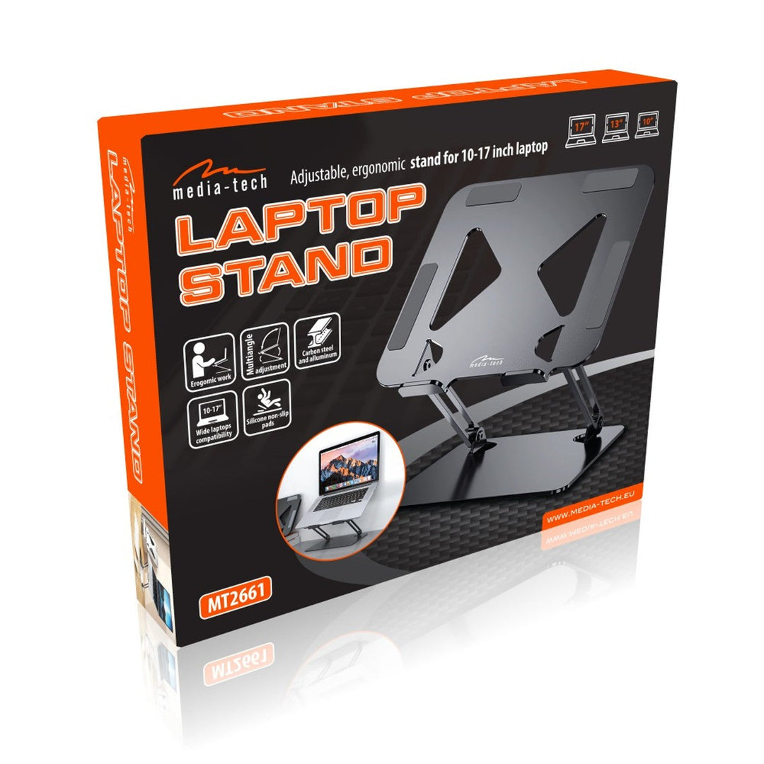 Регулируема, ергономична стойка за лаптопи с размер 10-17 инча LAPTOP STAND Media-Tech MT2661