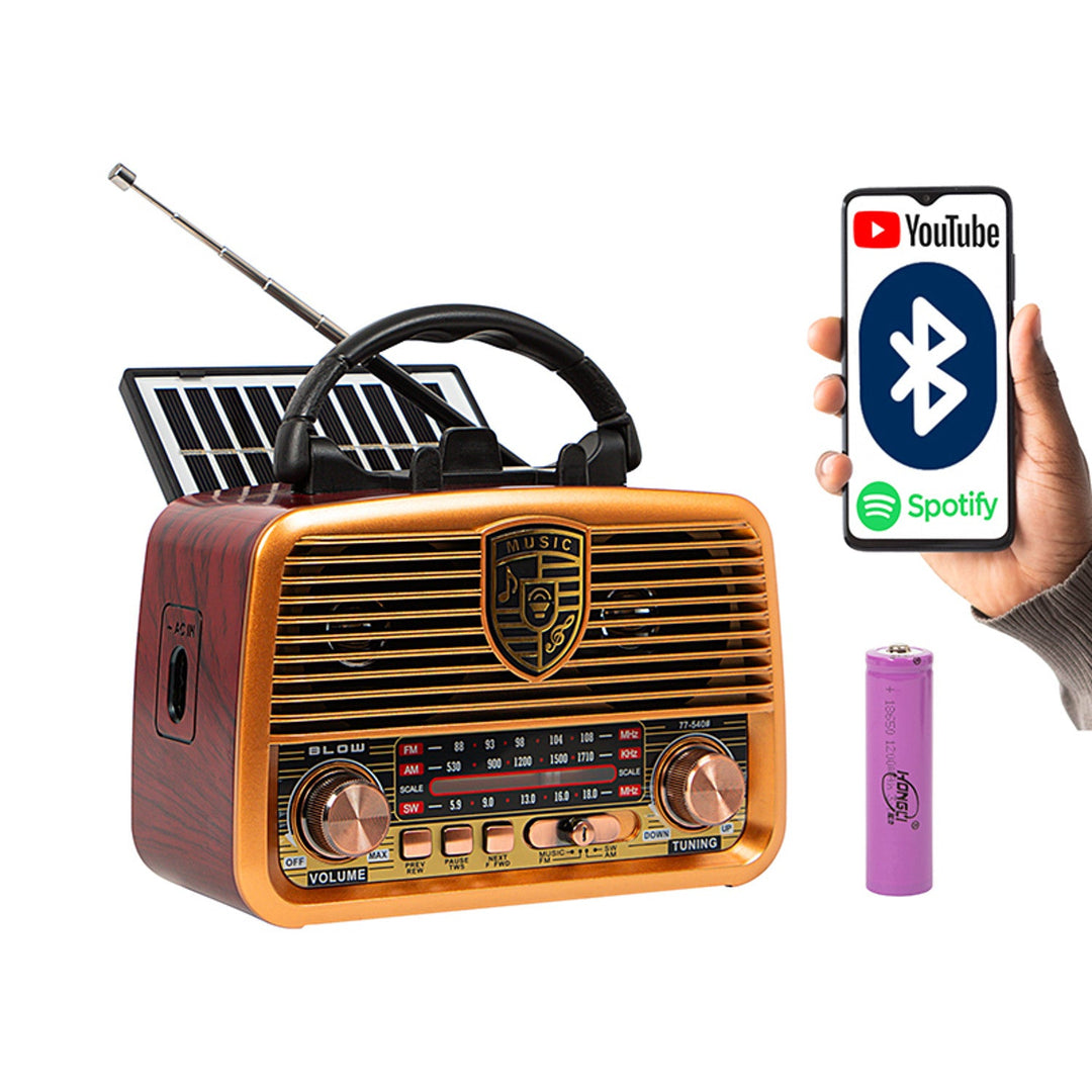 BLOW RA10 преносимо аналогово AM/FM BT радио, захранвано със слънчева енергия