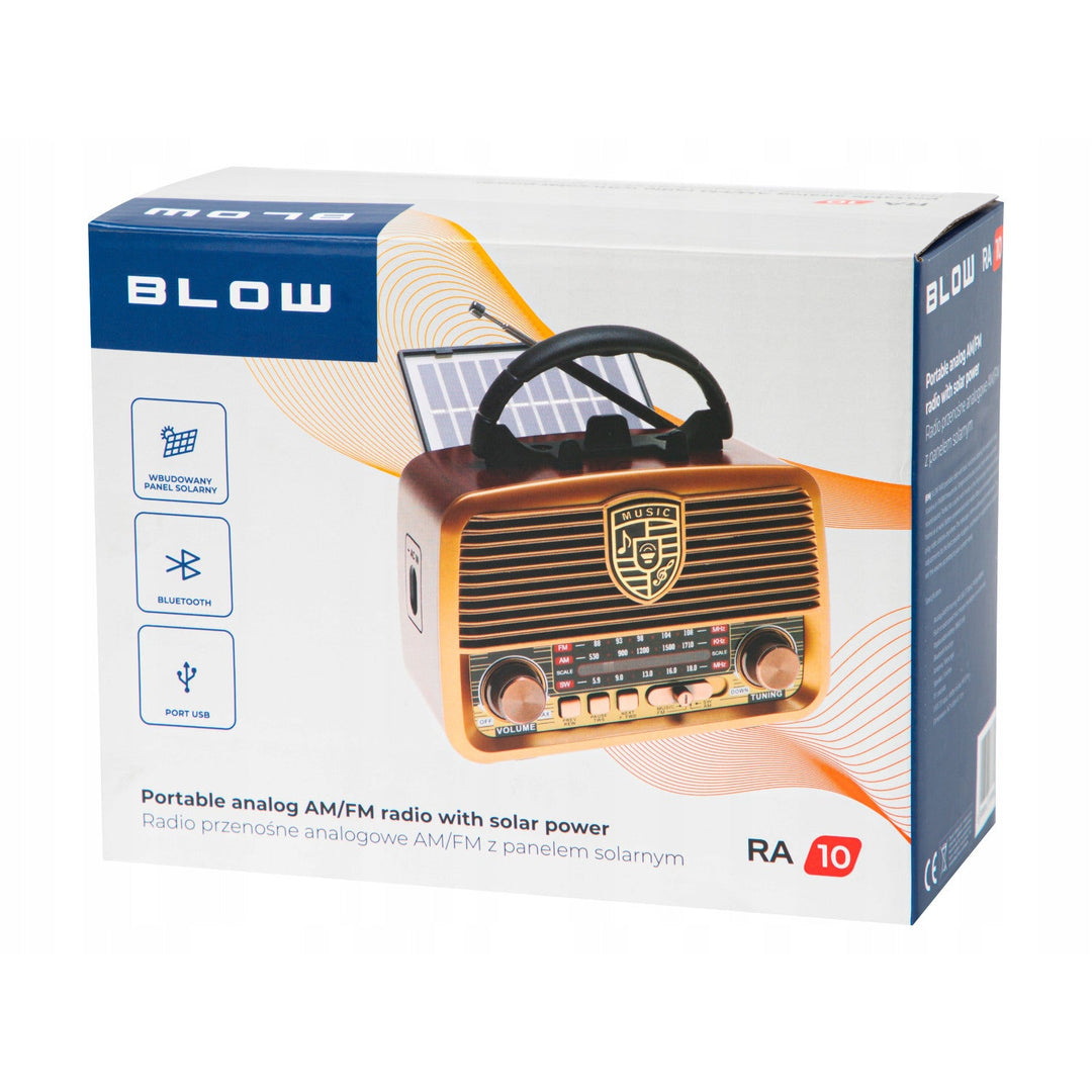 BLOW RA10 преносимо аналогово AM/FM BT радио, захранвано със слънчева енергия