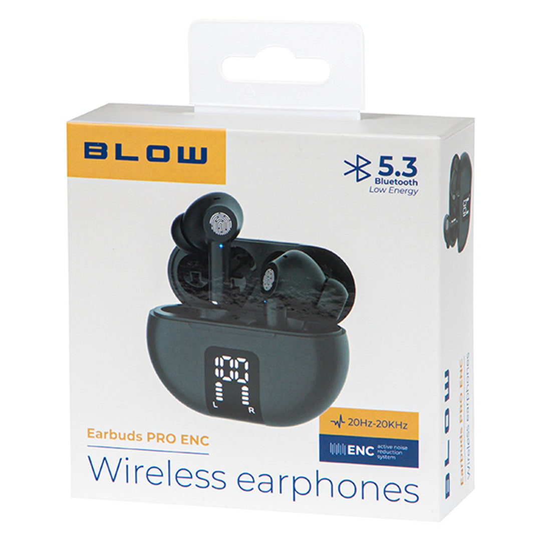 Безжични слушалки BLOW, Bluetooth 5.3, LED дисплей, ENC система, PRO ENC BLACK