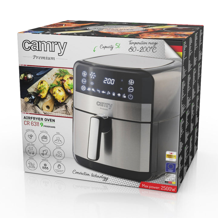 Фритюрник без масло, 9 програми, 5,0 л, Airfryer, Camry CR 6311