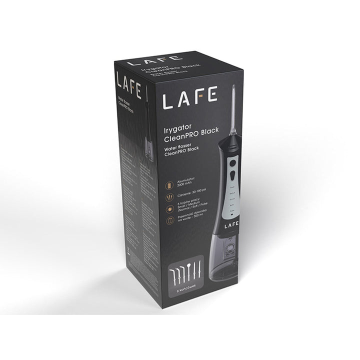 LAFE зъбна иригатор, 5 режима, 6 накрайника, черен, CleanPRO