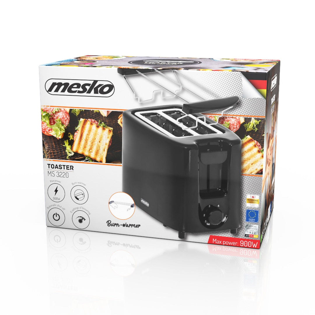 Тостер Mesko, 2 филийки, 900 W, черен, MS 3220