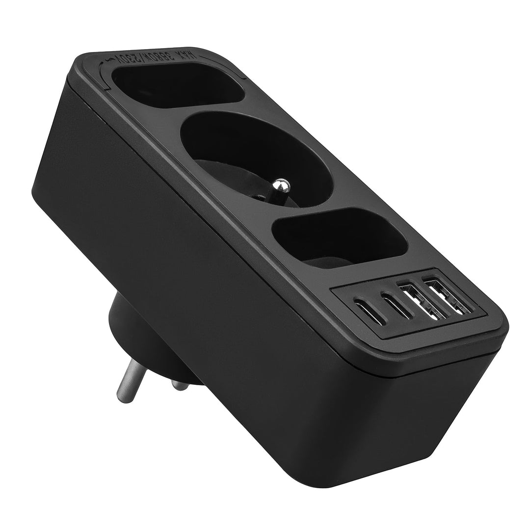 Маклин контакт x3 + 4xUSB, разклонител с 3 контакта, 2xUSB A, 2xUSB C PD 20W, 1x16A + 2x6A, MCE248 F/B