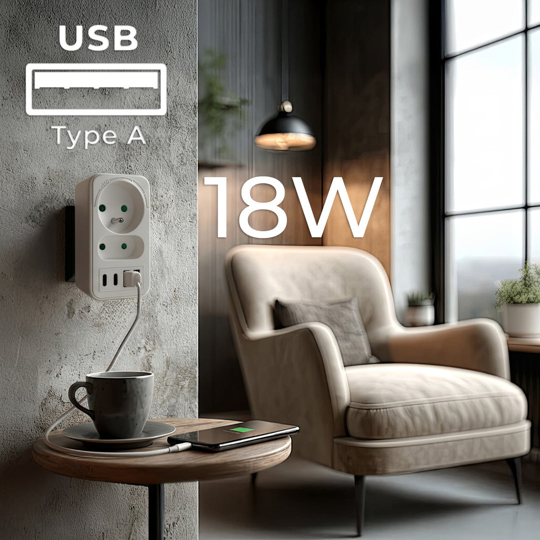 Маклин контакт x2 + 4xUSB, сплитер с 2 контакта, 2xUSB A, 2xUSB C PD 20W, 1x16A + 1x6A, MCE249 F/W
