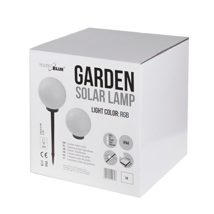 GB167 самостоятелна слънчева градинска лампа – сфера 30x30x63cm, цветен LED, 4 броя