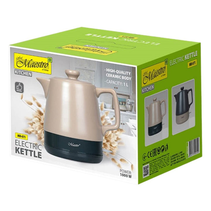 Maestro MR-071 Бежов 1000W 1L керамичен електрически чайник, британски щепсел