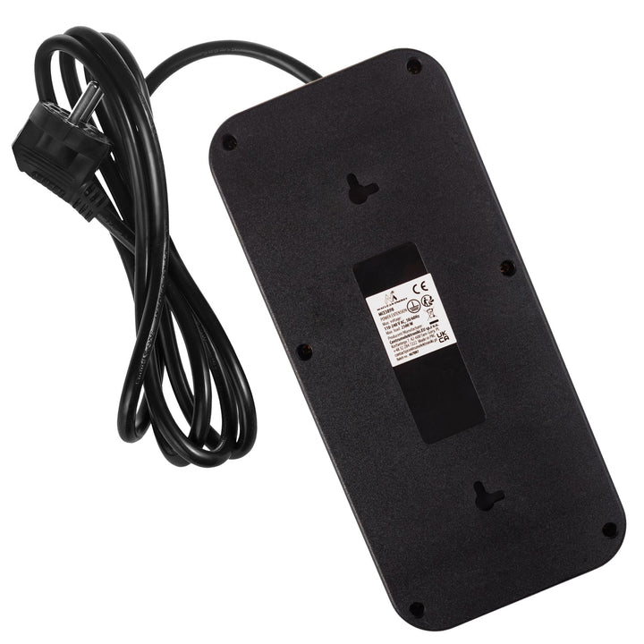 Многофункционален удължител Maclean, 6 гнезда + 4xUSB удължител, 110-240V AC 50/60Hz, 2.1A макс. 2500W, 1.5 m, черен, MCE389 B