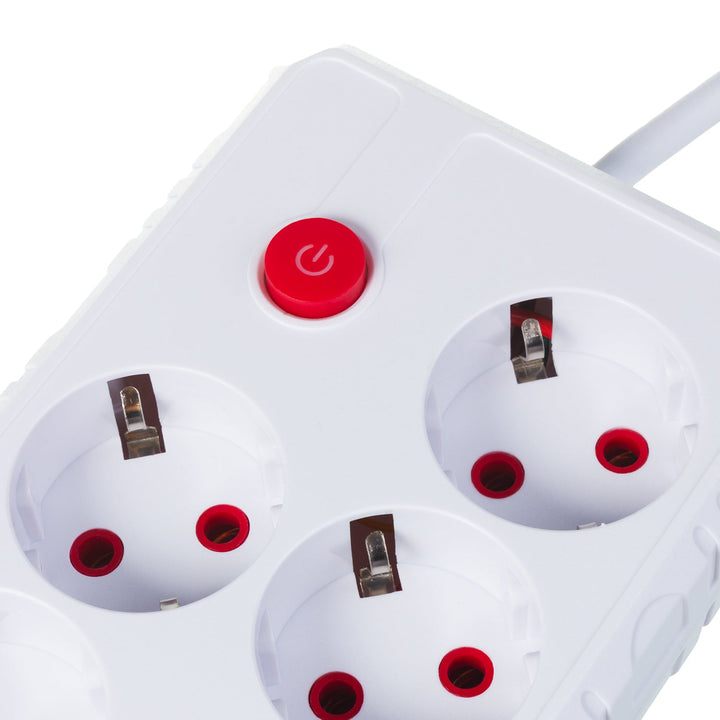 Многофункционален удължител Maclean, 4 гнезда + 3xUSB удължител, 110-240V AC 50/60Hz, 2.1A макс. 2500W, 3m, бял, MCE393 W