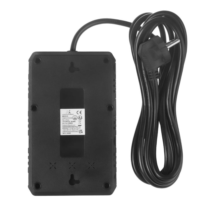 Многофункционален удължител Maclean, 4 контакта + 3xUSB удължител, 110-240V AC 50/60Hz, 2.1A макс. 2500W, 3m, черен, MCE393 B