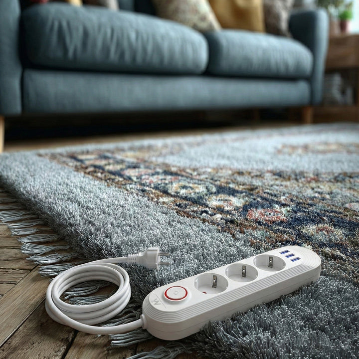 Многофункционален удължител Maclean, удължител с 3 контакта + 3xUSB, 110-240V AC 50/60Hz, 2.1A max 2500W, 1.5m, бял, MCE394 W