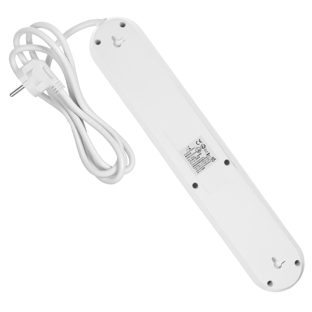 Многофункционален удължител Maclean, 5 контакта + 3xUSB удължител, 110-240V AC 50/60Hz, 2.1A макс. 2500W, 1.5m, бял, MCE395 W