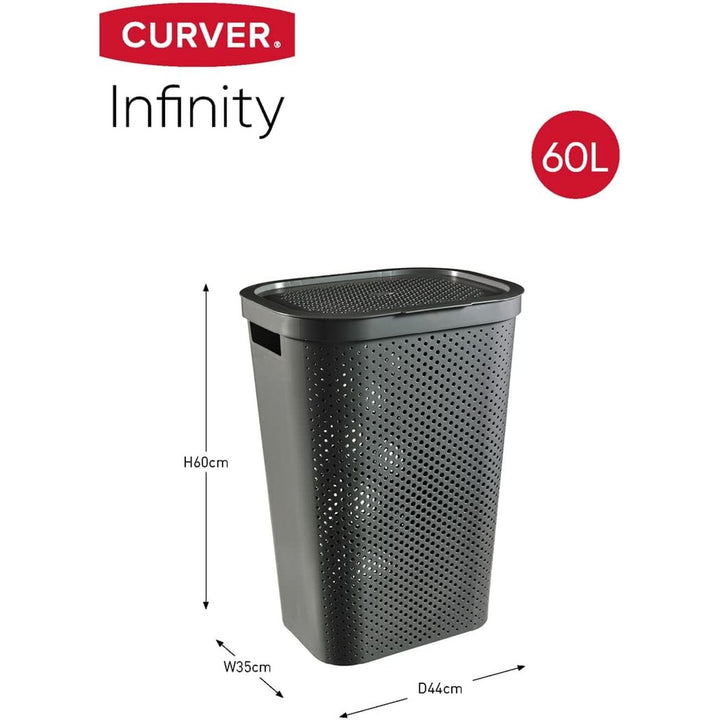 Curver Infinity Recycled 60L тъмно сив кош за пране