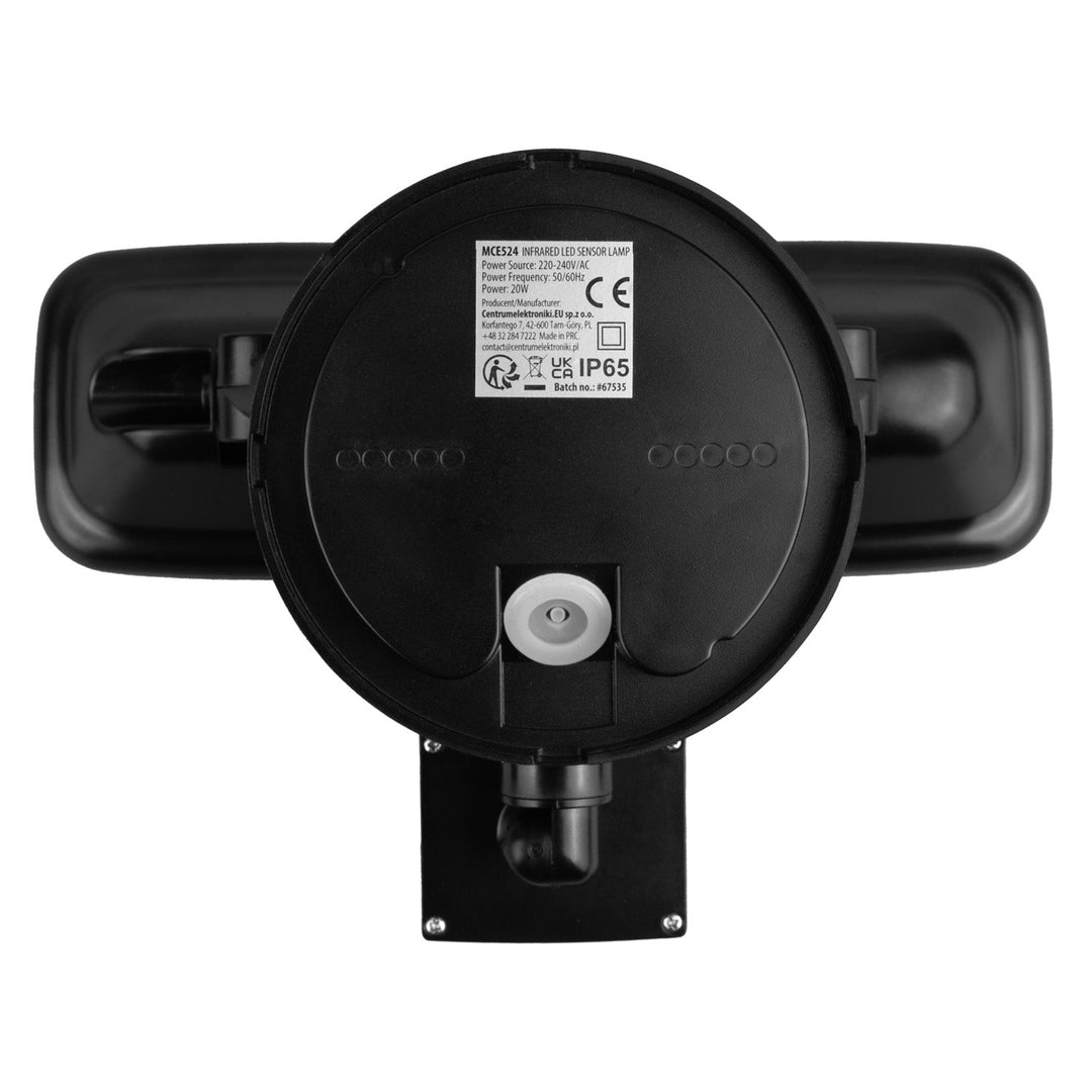 LED стенна лампа Maclean, с PIR сензор, 20W, 1500lm, IP65, неутрално бяло 4000K, черно, MCE524 B