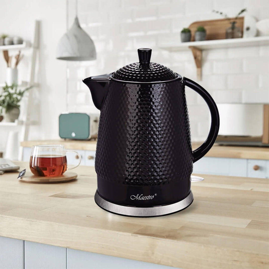 Керамична кана Maestro, капацитет 1,5 литра, 1500 W, черна, MR069, британски щепсел