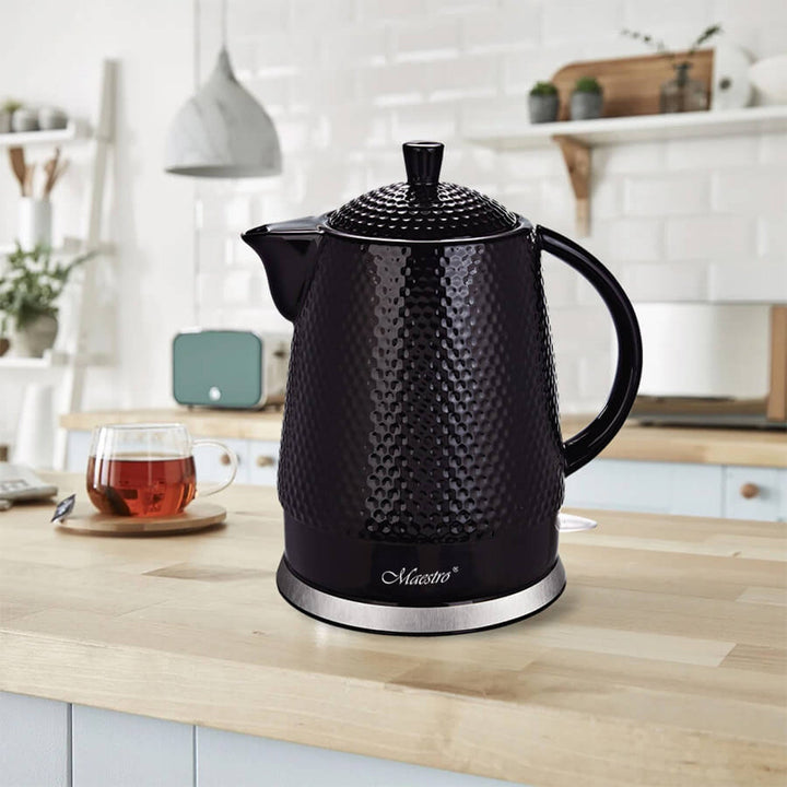 Керамична кана Maestro, капацитет 1,5 литра, 1500 W, черна, MR069, британски щепсел