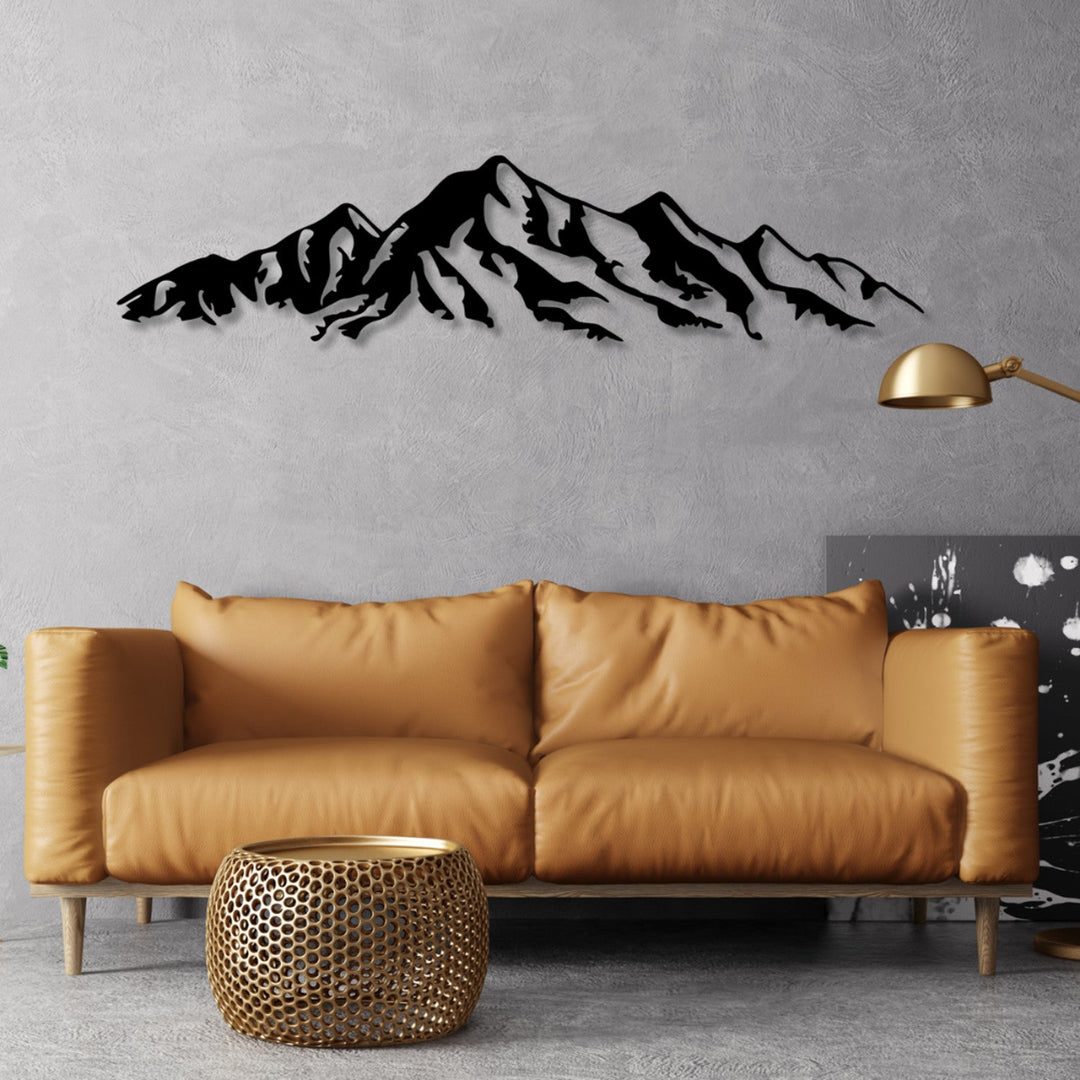 Ажурна картина, 3D декорация за стена, 3D картина „Алпите“ 100x23cm Черно