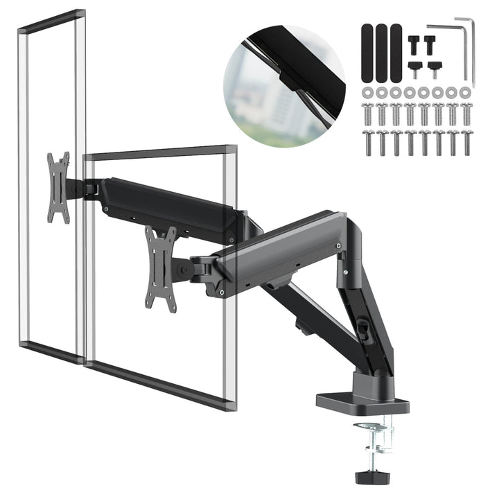 Маклин двойна стойка за монитор, газова пружина, 17"-32", 2-10 кг, черна, MC-134