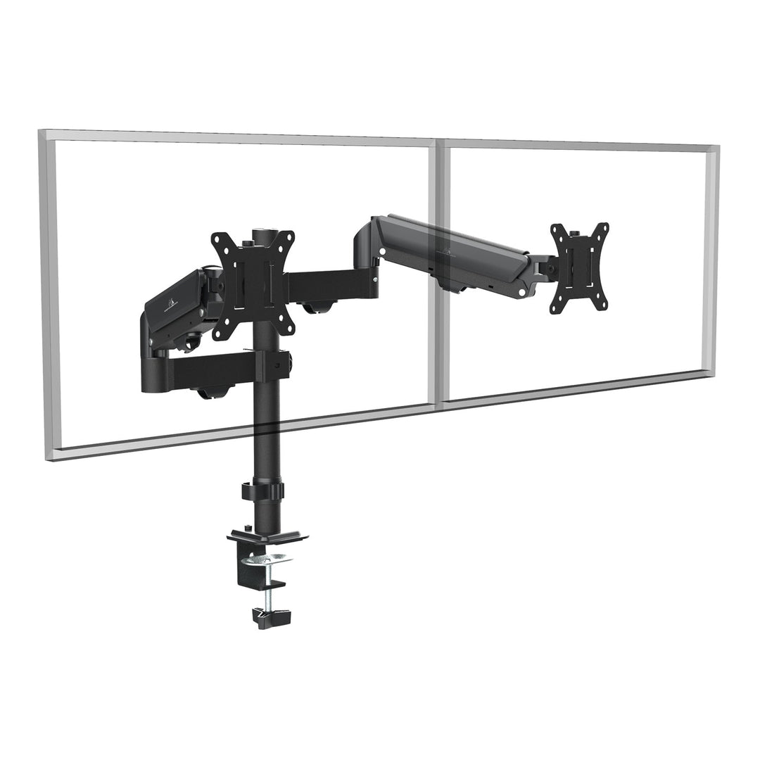 Маклин двойна стойка за монитор, газова пружина, 17"-32", 2-10 кг, черна, MC-136