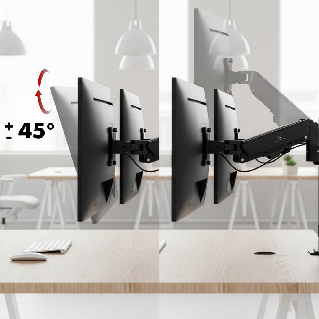 Маклин двойна стойка за монитор, газова пружина, 17"-32", 2-10 кг, черна, MC-136