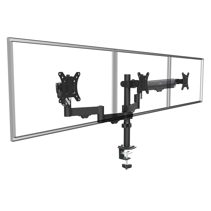 Маклин 3-мониторна стойка, газова пружина, 17"-27", 2-8 кг, черна, MC-137