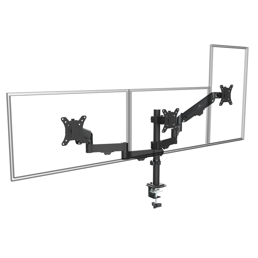 Маклин 3-мониторна стойка, газова пружина, 17"-27", 2-8 кг, черна, MC-137