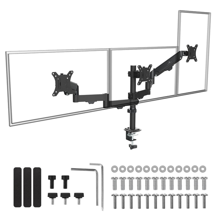 Маклин 3-мониторна стойка, газова пружина, 17"-27", 2-8 кг, черна, MC-137