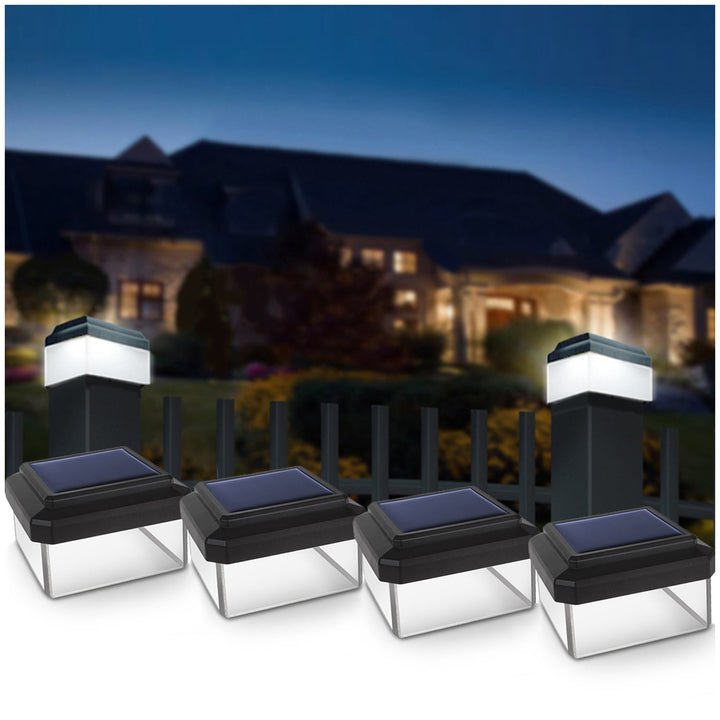 GreenBlue слънчева LED лампа за стълбове, 60x60mm, капак с форма на плик, GB126, 4 броя